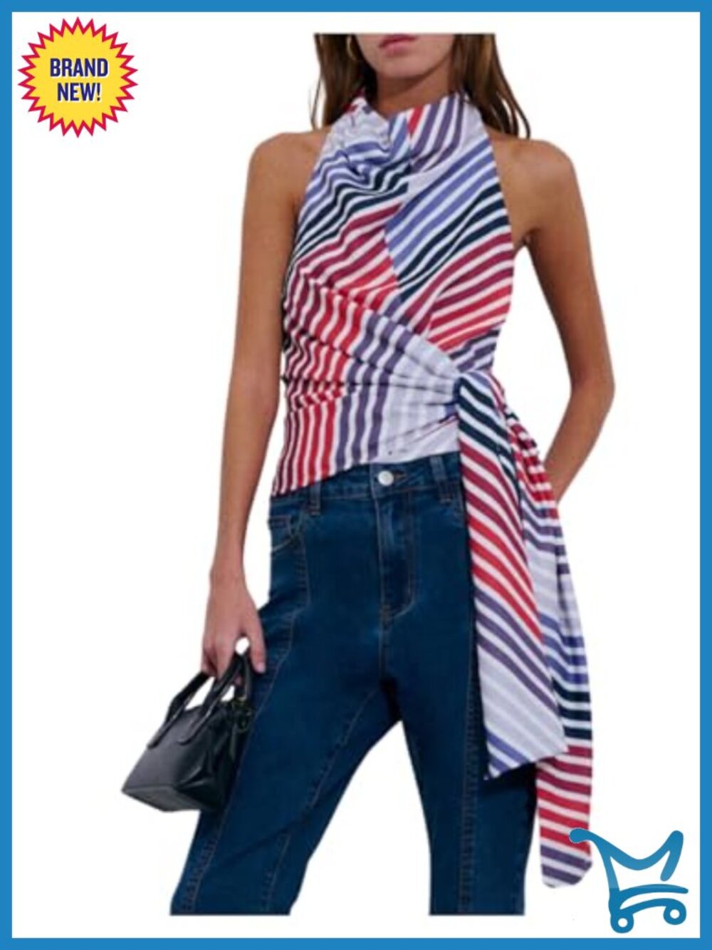 Cowl Neck Halter Top Sleeveless Backless Wrap Tie Women's Going Out